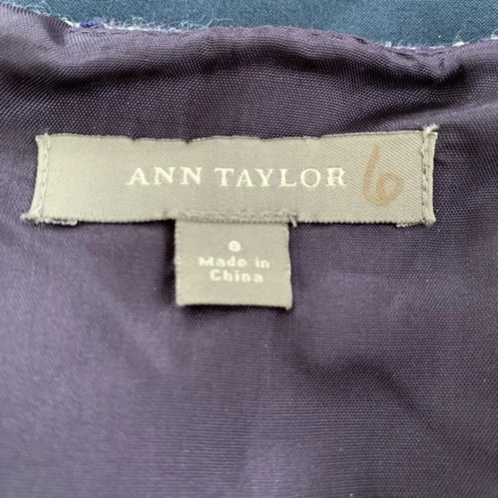 Ann Taylor Trumpet Skirt Wool Midi Knee Length Chenille Tweed Purple‎ Academia 8